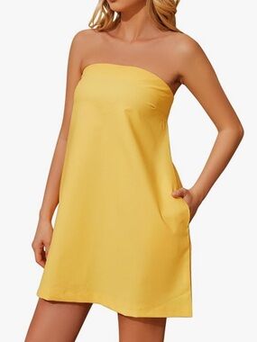 Strapless Yellow Summer Mini Dress